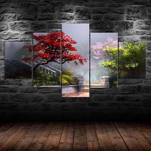 HJDGLP Moderne bilder wohnzimmer schlafzimmer bilder über bett wand deko leinwandbilder leinwanddrucke 5 stück wandkunst,Rote Baumgartenpflanzen,mit rahmen,wandbild xxl 100x55cm HJDGLP Moderne bilder wohnzimmer schlafzimmer bilder über bett wand deko leinwandbilder leinwanddrucke 5 stück wandkunst,Rote Baumgartenpflanzen,mit rahmen,wandbild xxl 100x55cm von HJDGLP