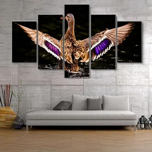 HJDGLP Moderne bilder wohnzimmer schlafzimmer bilder über bett wand deko leinwandbilder leinwanddrucke 5 stück wandkunst,Stockente,mit rahmen,wandbild xxl 100x55cm HJDGLP Moderne bilder wohnzimmer schlafzimmer bilder über bett wand deko leinwandbilder leinwanddrucke 5 stück wandkunst,Stockente,mit rahmen,wandbild xxl 100x55cm von HJDGLP