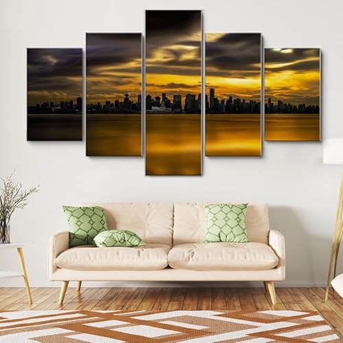 HJDGLP Moderne bilder wohnzimmer schlafzimmer bilder über bett wand deko leinwandbilder leinwanddrucke 5 stück wandkunst,Vancouver,BC Skyline British Columbia,mit rahmen,wandbild xxl 100x55cm HJDGLP Moderne bilder wohnzimmer schlafzimmer bilder über bett wand deko leinwandbilder leinwanddrucke 5 stück wandkunst,Vancouver,BC Skyline British Columbia,mit rahmen,wandbild xxl 100x55cm von HJDGLP