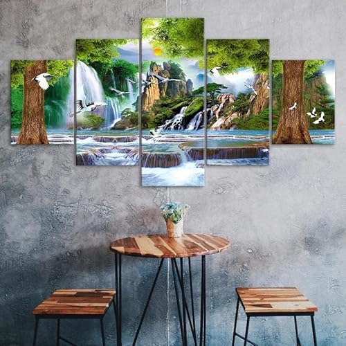 HJDGLP Wandbild xxl bilder leinwand groß,the wall wanddeko wohnzimmer schlafzimmer home decoration,5 Teilig bild auf leinwand poster set Feenwald Wasserfall Gemälde Leinwand 200x100cm HJDGLP Wandbild xxl bilder leinwand groß,the wall wanddeko wohnzimmer schlafzimmer home decoration,5 Teilig bild auf leinwand poster set Feenwald Wasserfall Gemälde Leinwand 200x100cm von HJDGLP