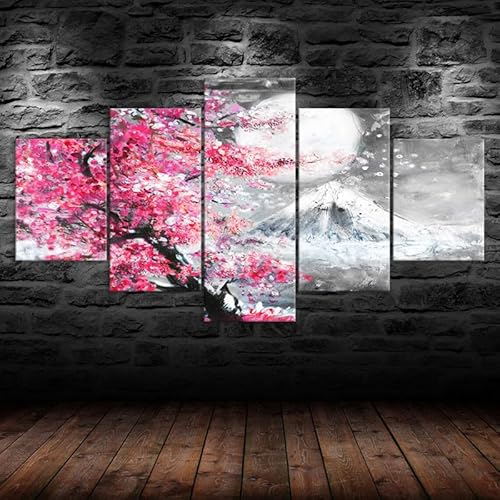 HJDGLP Wandbild xxl bilder leinwand groß,the wall wanddeko wohnzimmer schlafzimmer home decoration,5 Teilig bild auf leinwand poster set Sakura Baum Berg Landschaft Malerei 200x100cm HJDGLP Wandbild xxl bilder leinwand groß,the wall wanddeko wohnzimmer schlafzimmer home decoration,5 Teilig bild auf leinwand poster set Sakura Baum Berg Landschaft Malerei 200x100cm von HJDGLP