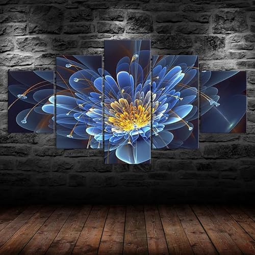 HJDGLP leinwand bilder 5 Teilig wandbilder wohnzimmer schlafzimmer wanddeko,leinwände poster & kunstdrucke,bilder mit rahmen,Blaue Lotusblume 3D-Szenenmalerei,Kreative Geschenke 150x80cm HJDGLP leinwand bilder 5 Teilig wandbilder wohnzimmer schlafzimmer wanddeko,leinwände poster & kunstdrucke,bilder mit rahmen,Blaue Lotusblume 3D-Szenenmalerei,Kreative Geschenke 150x80cm von HJDGLP
