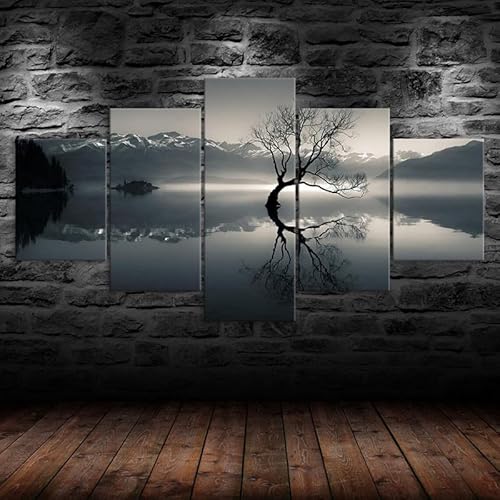 HJDGLP leinwand bilder 5 Teilig wandbilder wohnzimmer schlafzimmer wanddeko,leinwände poster & kunstdrucke,bilder mit rahmen,Einsamer Baum Silhouette See Bergblick,Kreative Geschenke 150x80cm HJDGLP leinwand bilder 5 Teilig wandbilder wohnzimmer schlafzimmer wanddeko,leinwände poster & kunstdrucke,bilder mit rahmen,Einsamer Baum Silhouette See Bergblick,Kreative Geschenke 150x80cm von HJDGLP