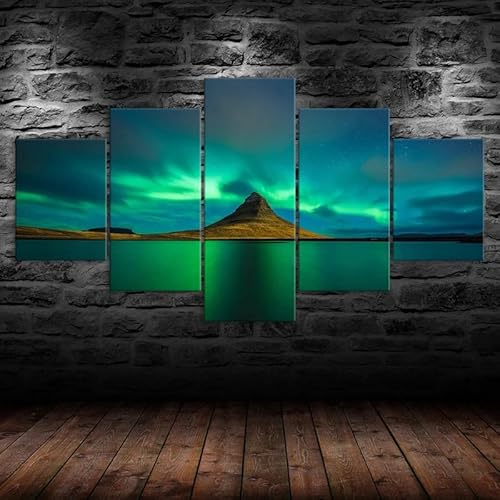 HJDGLP leinwand bilder 5 Teilig wandbilder wohnzimmer schlafzimmer wanddeko,leinwände poster & kunstdrucke,bilder mit rahmen,Island Aurora Borealis Leinwand,Kreative Geschenke 150x80cm HJDGLP leinwand bilder 5 Teilig wandbilder wohnzimmer schlafzimmer wanddeko,leinwände poster & kunstdrucke,bilder mit rahmen,Island Aurora Borealis Leinwand,Kreative Geschenke 150x80cm von HJDGLP