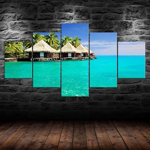 HJDGLP leinwand bilder 5 Teilig wandbilder wohnzimmer schlafzimmer wanddeko,leinwände poster & kunstdrucke,bilder mit rahmen,Malediven Insel Bäume Resort Seestück,Kreative Geschenke 150x80cm HJDGLP leinwand bilder 5 Teilig wandbilder wohnzimmer schlafzimmer wanddeko,leinwände poster & kunstdrucke,bilder mit rahmen,Malediven Insel Bäume Resort Seestück,Kreative Geschenke 150x80cm von HJDGLP