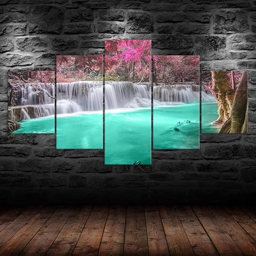 HJDGLP leinwand bilder 5 Teilig wandbilder wohnzimmer schlafzimmer wanddeko,leinwände poster & kunstdrucke,bilder mit rahmen,Wunderschönes Wasserfall-Landschaftsgemälde,Kreative Geschenke 150x80cm HJDGLP leinwand bilder 5 Teilig wandbilder wohnzimmer schlafzimmer wanddeko,leinwände poster & kunstdrucke,bilder mit rahmen,Wunderschönes Wasserfall-Landschaftsgemälde,Kreative Geschenke 150x80cm von HJDGLP