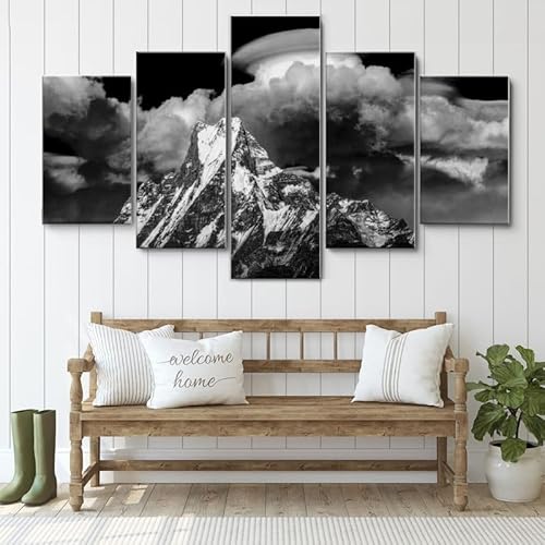 Moderne bilder wohnzimmer schlafzimmer bilder über bett wand deko leinwandbilder leinwanddrucke 5 stück wandkunst,Schwarz und Weiß Himalaya Berg,mit rahmen,wandbild xxl 100x55cm Moderne bilder wohnzimmer schlafzimmer bilder über bett wand deko leinwandbilder leinwanddrucke 5 stück wandkunst,Schwarz und Weiß Himalaya Berg,mit rahmen,wandbild xxl 100x55cm von HJDGLP