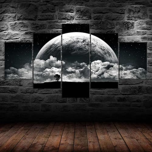 Moderne bilder wohnzimmer schlafzimmer bilder über bett wand deko leinwandbilder leinwanddrucke 5 stück wandkunst,Vollmond Mystische Nacht Wolken Baum Landschaft,mit rahmen,wandbild xxl 100x55cm Moderne bilder wohnzimmer schlafzimmer bilder über bett wand deko leinwandbilder leinwanddrucke 5 stück wandkunst,Vollmond Mystische Nacht Wolken Baum Landschaft,mit rahmen,wandbild xxl 100x55cm von HJDGLP
