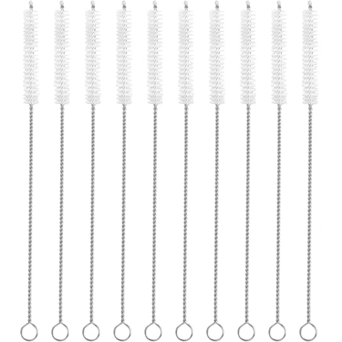 10 Stück Flaschenbürste,Pfeifenreiniger,Strohhalm Bürste,Reinigungsbürste,Strohhalm-Reinigungsb,Dünn,Edelstahlgriff Nylondrahtborsten Strohhalm-Reiniger zum Waschen Von Glas Silikon,Metall,Teekanne von HJDJBD