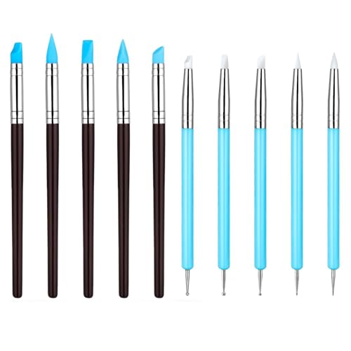 10 Stück Fondant Modellierwerkzeug,Modelierwerkzeugset,Silikon Stift Gummipinsel,Ton Werkzeug Set,Modelier Bastel Clay Werkzeuge Sculpting Tools,Dotting,Malerei Pinsel für Keramik Skulptur,Nagelkunst 10 Stück Fondant Modellierwerkzeug,Modelierwerkzeugset,Silikon Stift Gummipinsel,Ton Werkzeug Set,Modelier Bastel Clay Werkzeuge Sculpting Tools,Dotting,Malerei Pinsel für Keramik Skulptur,Nagelkunst von HJDJBD