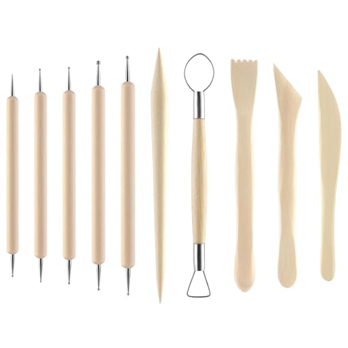 10 Stück Modellierwerkzeug Skulptur,Modelierwerkzeugset,Ton Werkzeug,Schnitzwerkzeug kit Sculpting Tools Keramik Professionelle Polymer Clay Werkzeuge für DIY-Handwerk Töpfer Tonschnitz Schnitzen von HJDJBD