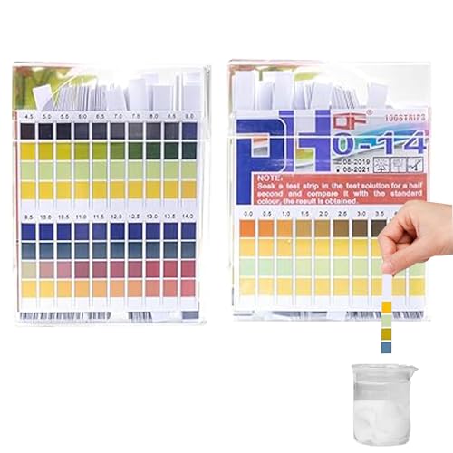 100 Stück PH Teststreifen, Vierfarbiges Säure-Basen-Testpapier, Messbereich PH 0-14, Ideal für Haushalt, Aquarien, Laboratorien & Gesundheitschecks - Präzise PH Messung für Wasser, Urin uvm von HJDJBD