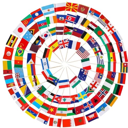 100 Verschieden Länder Weltflaggen Flagge Internationale Fahnen Zahnstocher,Fähnchen Cocktail Picks mit Doppelseitig Druck Nationalflagge Lebensmittel Picker Papier Kuchen Topper Sticks für Party Deko 100 Verschieden Länder Weltflaggen Flagge Internationale Fahnen Zahnstocher,Fähnchen Cocktail Picks mit Doppelseitig Druck Nationalflagge Lebensmittel Picker Papier Kuchen Topper Sticks für Party Deko von HJDJBD