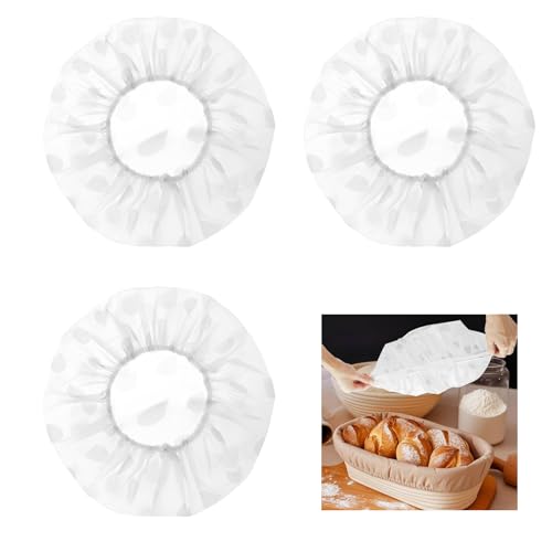 3 Stück Abdeckhauben für Lebensmittel,Gärfolie,Brot Backen Zubehör Gärkorb Gärkörbchen Bread Rund,Proofing Food Cover,Schüsseln Sourdough Abdeckung Covers Gummizug Frischhaltehauben Abdeckhaube von HJDJBD