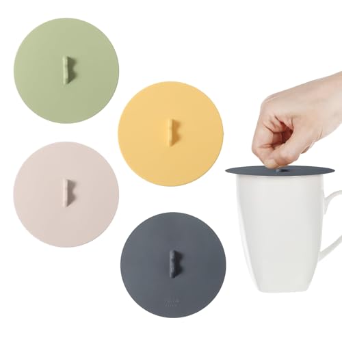 4 Stück Silikondeckel,Silikon Deckel,Glasabdeckung Trinkglas,Deckel Trinkgläser,Wiederverwendbarer Anti Staub,Dehnbar Silicone Abdeckungen,Hitzebeständige Becherdeckel,für Mug,Tasse,Bierkrug,Kaffee von HJDJBD