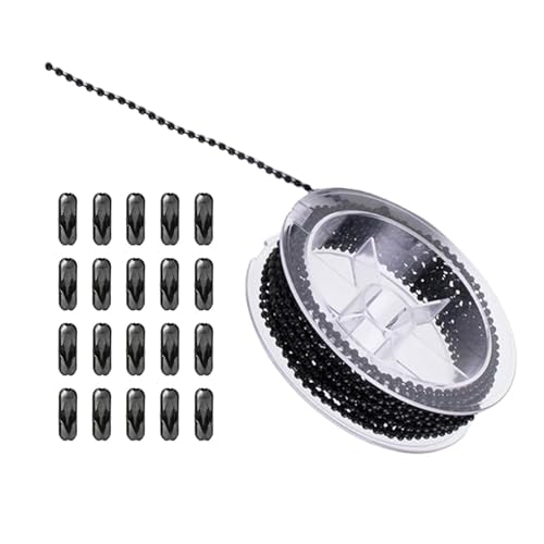5m Edelstahl Kugelkette Schwarz,Mit 20 Stk Kugelketten Verbinder,Rollokette,2mm Perlen Rollenkette,Mit Anschlüssen,Edelstahlkette,Verlängerungskette,DIY-Herstellung,Gliederkette,Armbandketten,Basteln von HJDJBD