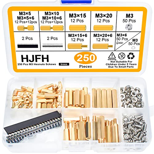 M3 Abstandshalter Hex Distanzhülsen PCB Platinen Männlich Weiblich Gewinde Abstandsbolzen für Raspberry Pis Motherboard (Messing 250 Stück) von HJFH