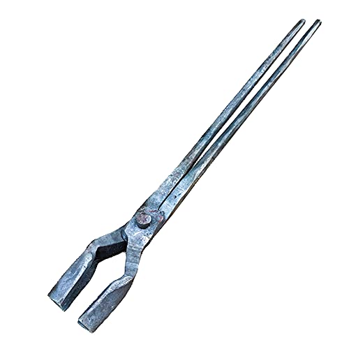 Zange Schmiedezange 480mm 1.1kg Schmiedezange handgeschmiedet aus Stahl Zange mit eckigem Mund für Messerbau Schmiedezange für Schmied Klingenschmied Ambossschmiede von HJGHY
