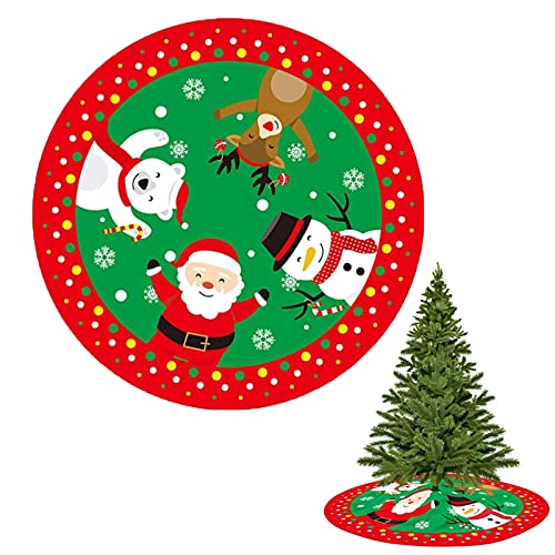 Weihnachtsbaum Rock, Christbaumständer Teppich, 90 cm Rund Weihnachtsbaum Röcke, Schneemann Elch Weihnachtsmann Muster Weihnachtsdeko, für Weihnachtsbaum Dekoration von HJGKKA
