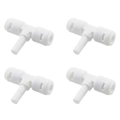HJGarden 4 Stück weiß 6,35 mm Schnelleinsatz Seitenstecker Draht T-T-Stück Wasserreiniger Anschluss Reptilien Sprühkomponente Haushalt Wasserreiniger Wasserhahn Reduzieradapter von HJGarden