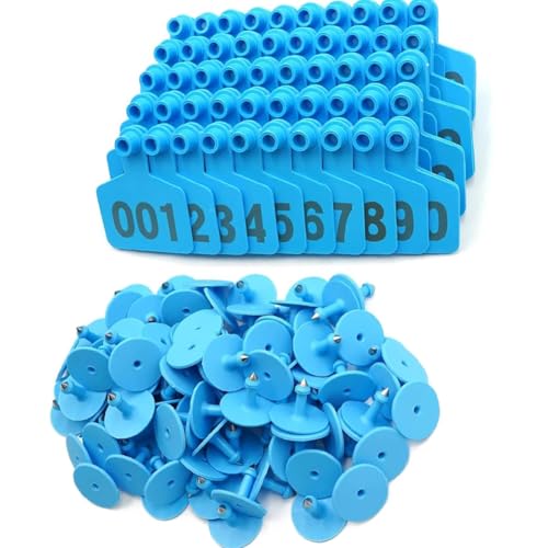 Viehkuhohr -Ohr -Tags nummerierte Vieh -Identifikationsohr -Tags für Rinder Kuhpferd Schwein Ziege Schaffarbe (001 bis 1000) blau 701-800 von HJHLYJQBF
