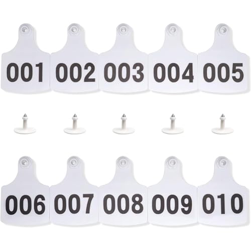 Viehkuhohr -Ohr -Tags nummerierte Vieh -Identifikationsohr -Tags für Rinder Kuhpferd Schwein Ziege Schaffarbe (001 bis 1000) white 701-800 von HJHLYJQBF