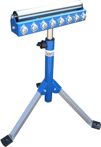 SoonTools Faltbarer Rollenständer für Holzbearbeitung - Höhenverstellbar 730-1050mm, 176lbs Tragfähigkeit, Rollenbock mit 38,5 cm poliertem multidirektionalem Kugellager-Rollenkopf Ideal für Tischsäge von SoonTools