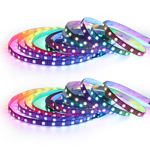 HJHX-SHIYE 2-Pack Ws2812b Led Strip, 5m 300LEDs Ws2812 Individually Addressable Lights for DIY Lighting Projects, Magic Color IP30 Flexible Rope Lights for Indoor Home Decorations HJHX-SHIYE 2-Pack Ws2812b Led Strip, 5m 300LEDs Ws2812 Individually Addressable Lights for DIY Lighting Projects, Magic Color IP30 Flexible Rope Lights for Indoor Home Decorations von HJHX-SHIYE