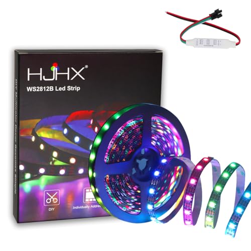 HJHX Ws2812b LED Streifen, 5m 300LED individuell adressierbare DC5V, SMD5050 RGB Magic Color Programmierbar Led Pixel Streifen Flexible Lichterkett von HJHX-SHIYE