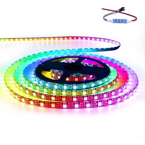 HJHX Ws2812b Led Strip, Ws2812 Individuell Adressierbare Led Streifen, 5m 300Leds Wasserdicht IP65 5V Programmierbar Led RGB Pixel lights, Dream Color Light Strip Schwarz PCB for Arduino, Raspberry Pi HJHX Ws2812b Led Strip, Ws2812 Individuell Adressierbare Led Streifen, 5m 300Leds Wasserdicht IP65 5V Programmierbar Led RGB Pixel lights, Dream Color Light Strip Schwarz PCB for Arduino, Raspberry Pi von HJHX-SHIYE