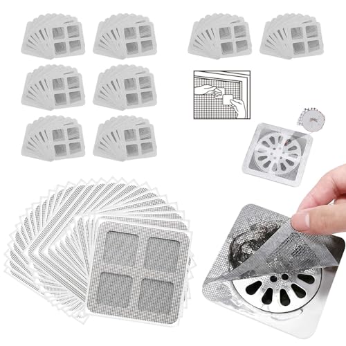 HJIAMA 80 Stück 10 cm Abflusssieb Dusche Aufkleber, Haarsieb Dusche, Nehmen Sie EIN Feines Mesh Design, Selbstklebend, Haarsieb für Dusche und Badewannenentwässerung von HJIAMA