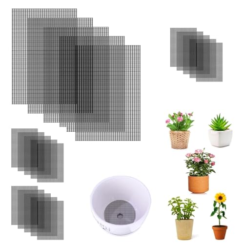 HJIAMA 20 Stück Gittermatte, 20 x 30 cm Lochgitter für Blumentöpfe Feinmaschig Garten Drainage Mesh Matte Gitter Bonsai Zubehör zur Netzabdichtung Boden Blumentöpfen von HJIAMA