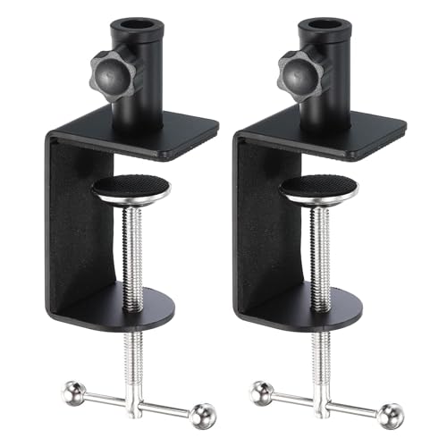 HJIAMA 2 Stück Tisch Halterung für Mikrofon, Aluminiumlegierung C-Clamp, Doppelte Kugelunterstützte Drehung, mit Schwammbasis, Tischklemmen, Geeignet für Werkbank, Schreibtisch, Nachttisch von HJIAMA