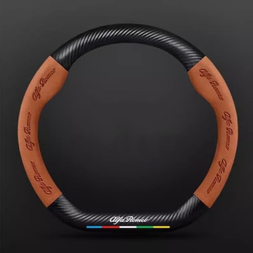 HJIAMIN Auto Lenkradbezug für Alfa Romeo Giulia Stelvio Giulietta 159 147 156 166 GT Tonale, Lenkradschoner Anti Rutsch Atmungsaktiv Kratzfeste Abriebfeste Lenkradschutz Lenkradschutzhülle,Type-D-B von HJIAMIN