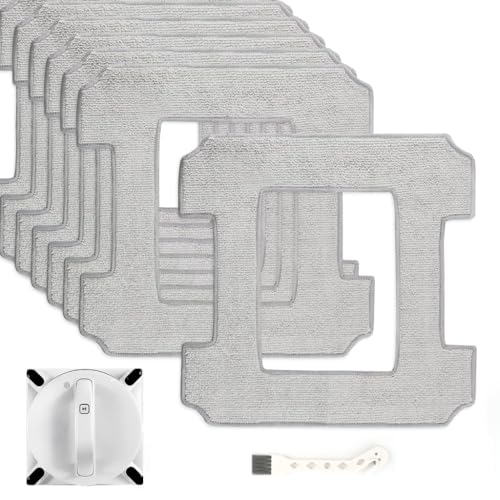 8Stks Waschbare Reinigungspads für Ecovacs W1, Mikrofaser Ersatz Wischtücher für Winbot W1 Pro, Wiederverwendbare Ersatz Wischmopp für Fensterputzroboter für W2 Pro mit Bürste für Zuhause von HJJMN