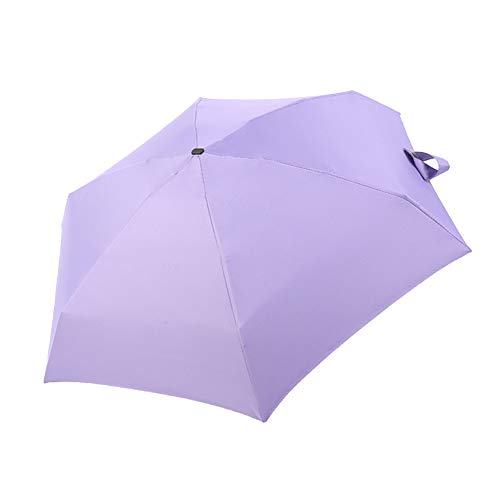 HJKGSVdv Ultraleichter, flacher fünffach gefalteter Regenschirm, Sonnenschirm, faltbar, Mini-Taschenschirm, leicht, klein, Anti-UV-Regenschirm, Violett, violett, Medium von HJKGSVdv