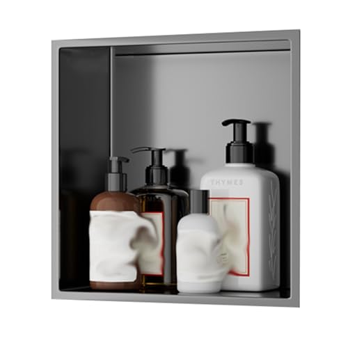 HJLKDYM Stainless Steel Niches Bathroom Interior Recessed Niches Toiletries and Bottles Storage Bathroom Finished Shelves TV Cabinet Divider Available for Living Room(Farbe:Grey,Größe:32x32cm) von HJLKDYM