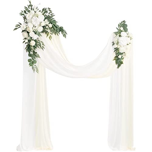 Bogenblumen-Set Für Hochzeit, 2 Bogenvorhänge Und 2 Blumengirlanden, Blumenarrangement-Girlande Für Die Hochzeitsfeier,A12 von HJLRR