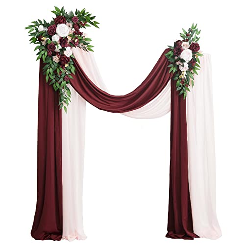 HJLRR 4er-Set, Künstliches Boho-Hochzeitsbogen-Blumenset, 2 Blumengirlanden Und 2 Vorhänge, Blumenarrangement Für Die Hintergrunddekoration,A3 von HJLRR