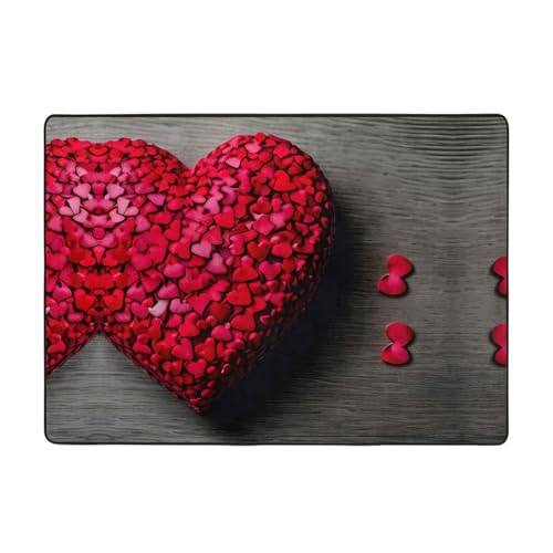 Falling Red Hearts enthüllen die Persönlichkeit Ihres Zuhauses mit dem 203,2 x 147,3 cm großen Teppich, der jedem Raum einen modernen Touch verleiht von HJLUUFT