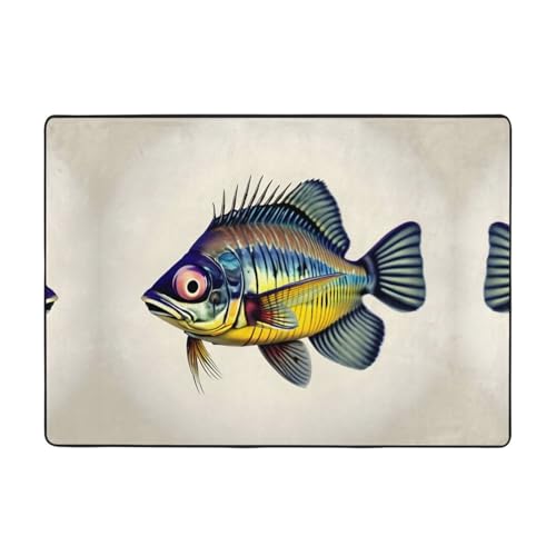 Fly Yellow Fish enthüllen Sie die Persönlichkeit Ihres Zuhauses mit dem 203,2 x 147,3 cm großen Teppich, der jedem Raum einen modernen Touch verleiht von HJLUUFT