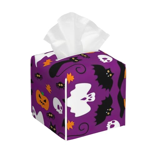 Lila Halloween Horror Quadratisch Doppelseitige Leder Taschentuchbox - Wasserdicht - Glatt - Stilvoll - Vielseitig - Die Perfekte Taschentuchbox Lila Halloween Horror Quadratisch Doppelseitige Leder Taschentuchbox - Wasserdicht - Glatt - Stilvoll - Vielseitig - Die Perfekte Taschentuchbox von HJLUUFT