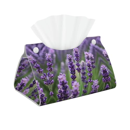 Lila Lavendel Blumen kreative doppelseitige Taschentuchbox aus Leder – wasserdicht, leicht und einfach zu reinigen – perfekt zum Dekorieren Lila Lavendel Blumen kreative doppelseitige Taschentuchbox aus Leder – wasserdicht, leicht und einfach zu reinigen – perfekt zum Dekorieren von HJLUUFT