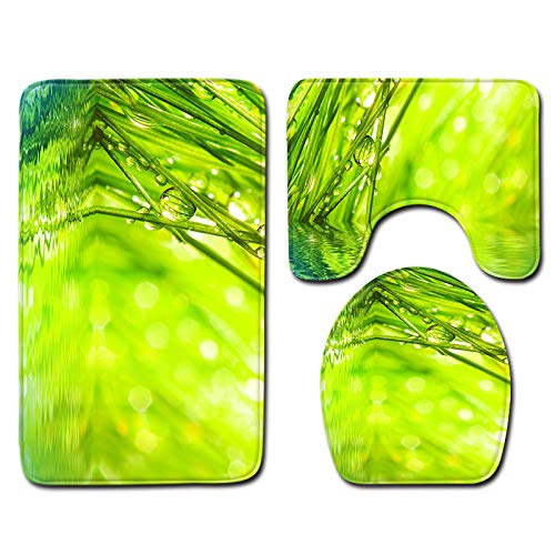 Badezimmermatte Abstract Smaragdgrün Fußmatte 3 Teilig Duschvorleger rutschfest Badezimmerteppich Saugfähig Badvorleger Set Bath Mat Langlebig Badmatte Waschbar Badematte 50x80cm von HJOSWVNS