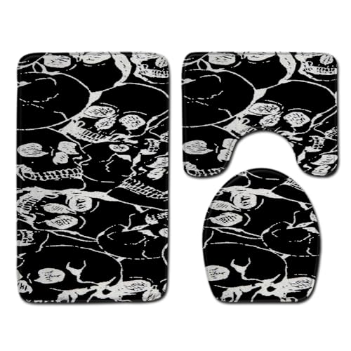 Badezimmermatte Abstraktes Grau Schwarz Fußmatte 3 Teilig Duschvorleger rutschfest Badezimmerteppich Saugfähig Badvorleger Set Bath Mat Langlebig Badmatte Waschbar Badematte 45x75cm von HJOSWVNS