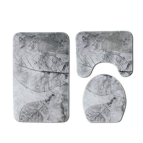 Badezimmermatte Abstraktes Graues Blatt Fußmatte 3 Teilig Badteppich Set Badmatte rutschfest Rugs for Living Room Saugfähig Bath Mat Langlebig Fussmatte Innen Waschbar Badezimmerteppich 45x75cm Badezimmermatte Abstraktes Graues Blatt Fußmatte 3 Teilig Badteppich Set Badmatte rutschfest Rugs for Living Room Saugfähig Bath Mat Langlebig Fussmatte Innen Waschbar Badezimmerteppich 45x75cm von HJOSWVNS