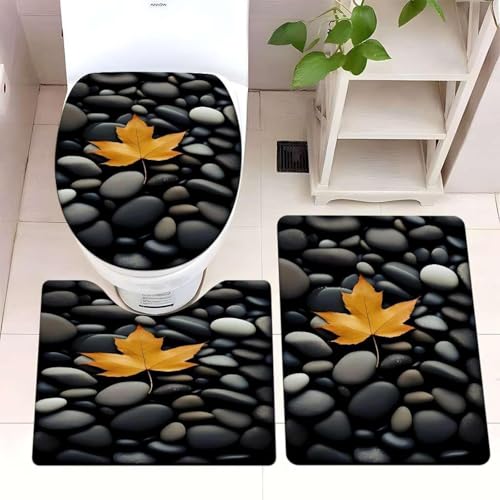 Badezimmermatte Ahornblatt Schwarz Fußmatte 3 Teilig Badteppich Set Bath Mat rutschfest Badmatte Saugfähig Teppich Wohnzimmer Langlebig Badezimmerteppich Waschbar Fussmatte Innen 50x80cm Badezimmermatte Ahornblatt Schwarz Fußmatte 3 Teilig Badteppich Set Bath Mat rutschfest Badmatte Saugfähig Teppich Wohnzimmer Langlebig Badezimmerteppich Waschbar Fussmatte Innen 50x80cm von HJOSWVNS