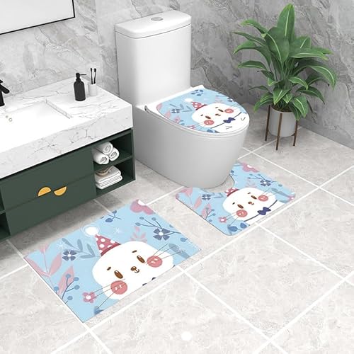 Badezimmermatte Blaues Tierblatt Fußmatte 3 Teilig Duschvorleger rutschfest Badezimmerteppich Saugfähig Badvorleger Set Bath Mat Langlebig Badmatte Waschbar Badematte 50x80cm von HJOSWVNS