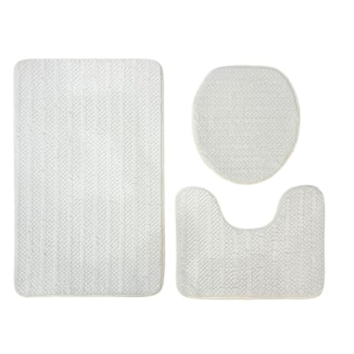 Badezimmermatte Elfenbeinweiß Fußmatte 3 Teilig Badteppich Set Bath Mat rutschfest Badmatte Saugfähig Teppich Wohnzimmer Langlebig Badezimmerteppich Waschbar Fussmatte Innen 50x80cm Badezimmermatte Elfenbeinweiß Fußmatte 3 Teilig Badteppich Set Bath Mat rutschfest Badmatte Saugfähig Teppich Wohnzimmer Langlebig Badezimmerteppich Waschbar Fussmatte Innen 50x80cm von HJOSWVNS