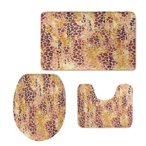 Badezimmermatte Goldene Rote Graffiti Fußmatte 3 Teilig Bath Mat rutschfeste Badematte Saugfähig Badmatte Wohnzimmer Badezimmerteppich Langlebig Badvorleger Waschbar Badteppich Set 45x75cm von HJOSWVNS